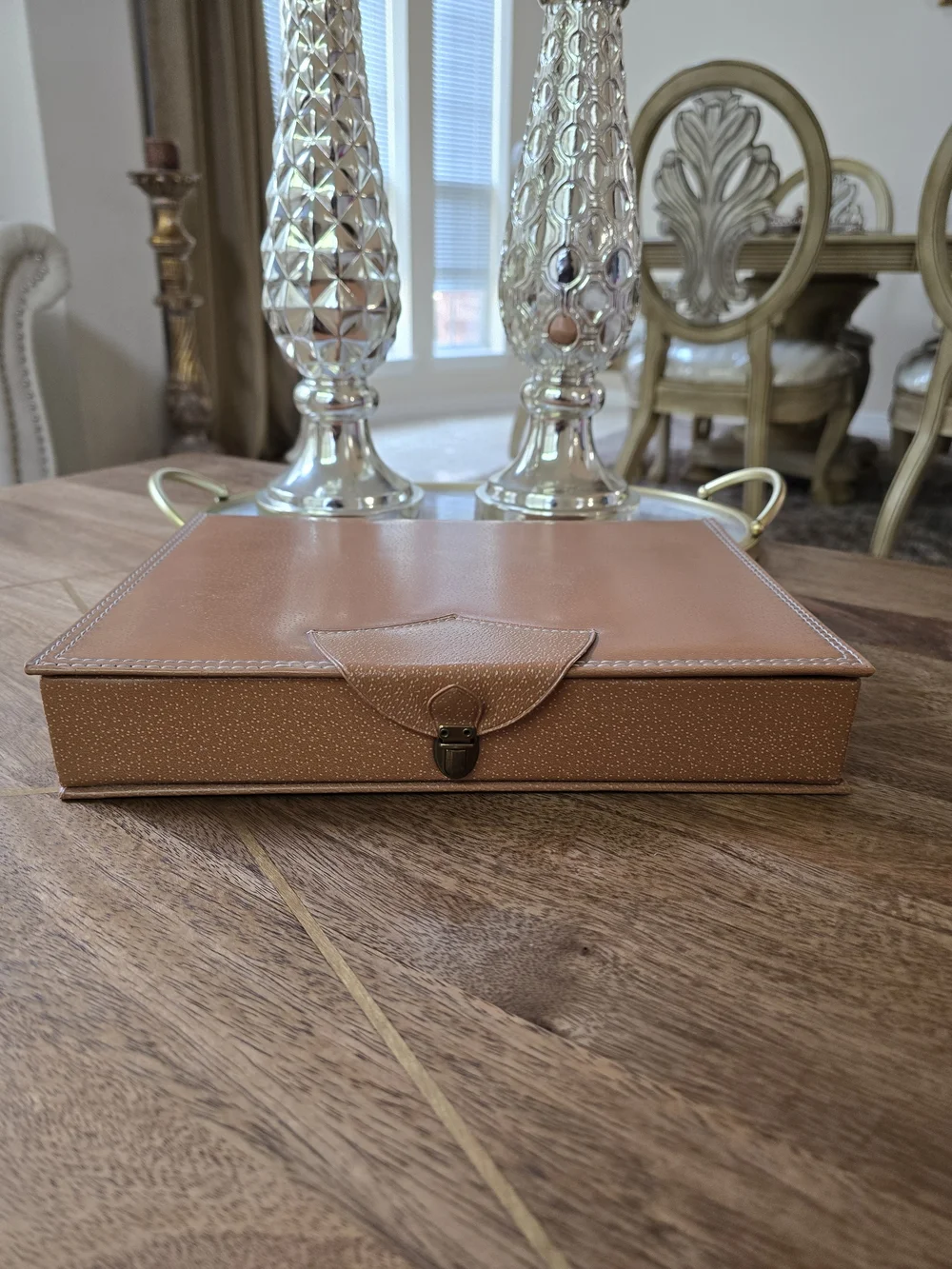 Vintage Hickon Faux Leather Mens Jewelry Box For Cufflinks, Tie Clips Watches
